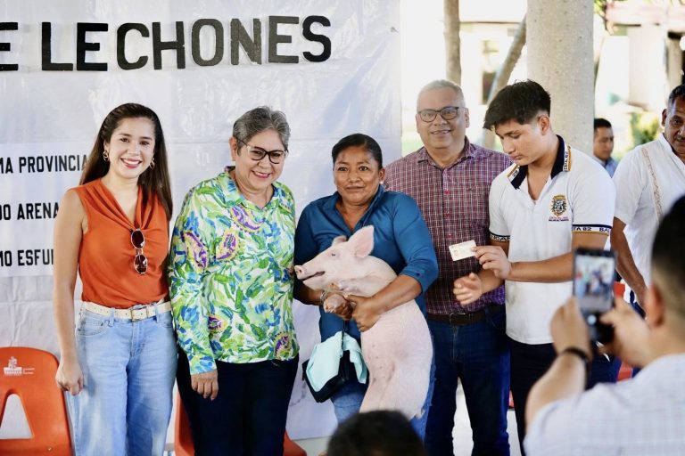 Impulso al campo en Balancán: entregan decenas de lechones a familias productoras